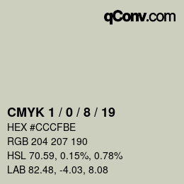 カラーコード: CMYK 1 / 0 / 8 / 19 | qconv.com