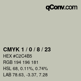 Farbcode: CMYK 1 / 0 / 8 / 23 | qconv.com