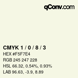 Código de color: CMYK 1 / 0 / 8 / 3 | qconv.com