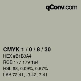 カラーコード: CMYK 1 / 0 / 8 / 30 | qconv.com