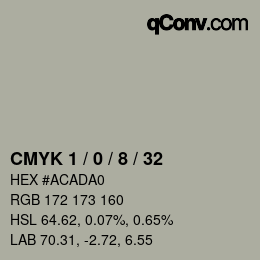 カラーコード: CMYK 1 / 0 / 8 / 32 | qconv.com