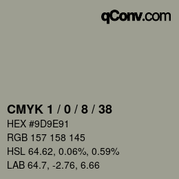 カラーコード: CMYK 1 / 0 / 8 / 38 | qconv.com