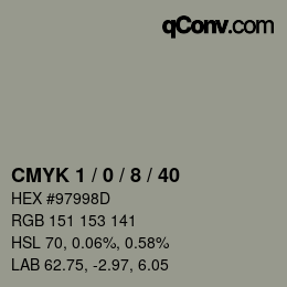 Color code: CMYK 1 / 0 / 8 / 40 | qconv.com