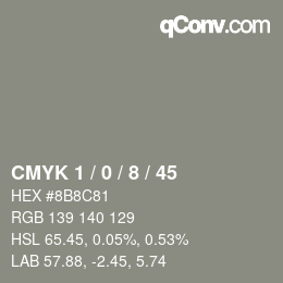 Color code: CMYK 1 / 0 / 8 / 45 | qconv.com