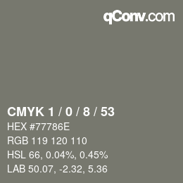 颜色代码: CMYK 1 / 0 / 8 / 53 | qconv.com