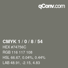 Color code: CMYK 1 / 0 / 8 / 54 | qconv.com