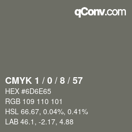 カラーコード: CMYK 1 / 0 / 8 / 57 | qconv.com