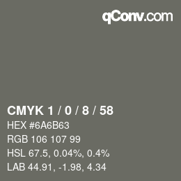 Color code: CMYK 1 / 0 / 8 / 58 | qconv.com