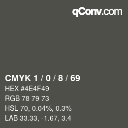 Color code: CMYK 1 / 0 / 8 / 69 | qconv.com