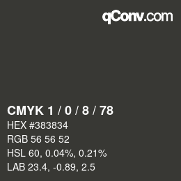 カラーコード: CMYK 1 / 0 / 8 / 78 | qconv.com