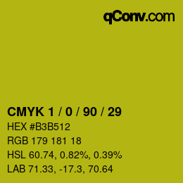 カラーコード: CMYK 1 / 0 / 90 / 29 | qconv.com