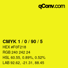 カラーコード: CMYK 1 / 0 / 90 / 5 | qconv.com