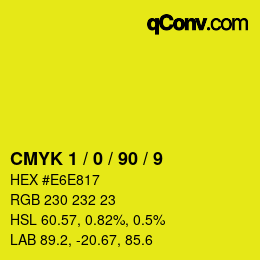 颜色代码: CMYK 1 / 0 / 90 / 9 | qconv.com
