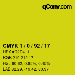 颜色代码: CMYK 1 / 0 / 92 / 17 | qconv.com