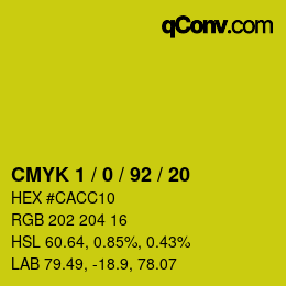 カラーコード: CMYK 1 / 0 / 92 / 20 | qconv.com