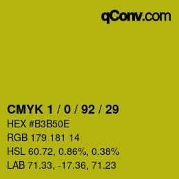 カラーコード: CMYK 1 / 0 / 92 / 29 | qconv.com