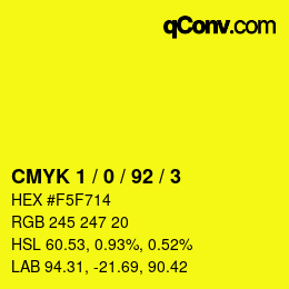 Farbcode: CMYK 1 / 0 / 92 / 3 | qconv.com