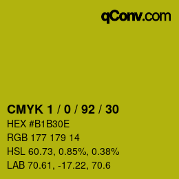 カラーコード: CMYK 1 / 0 / 92 / 30 | qconv.com