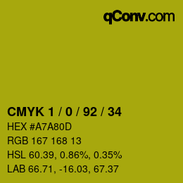 Color code: CMYK 1 / 0 / 92 / 34 | qconv.com