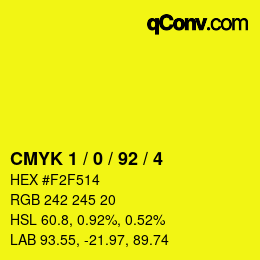 Color code: CMYK 1 / 0 / 92 / 4 | qconv.com