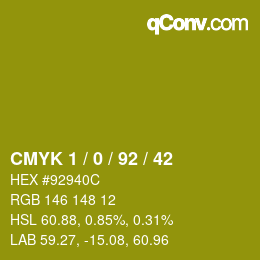 カラーコード: CMYK 1 / 0 / 92 / 42 | qconv.com