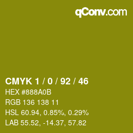 カラーコード: CMYK 1 / 0 / 92 / 46 | qconv.com