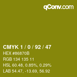 カラーコード: CMYK 1 / 0 / 92 / 47 | qconv.com