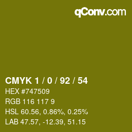 カラーコード: CMYK 1 / 0 / 92 / 54 | qconv.com