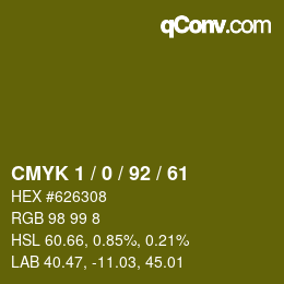 カラーコード: CMYK 1 / 0 / 92 / 61 | qconv.com