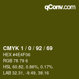 カラーコード: CMYK 1 / 0 / 92 / 69 | qconv.com