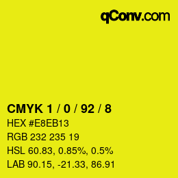 Farbcode: CMYK 1 / 0 / 92 / 8 | qconv.com