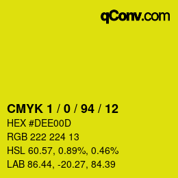 Código de color: CMYK 1 / 0 / 94 / 12 | qconv.com