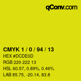 カラーコード: CMYK 1 / 0 / 94 / 13 | qconv.com