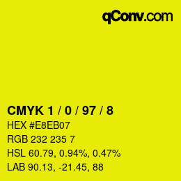 カラーコード: CMYK 1 / 0 / 97 / 8 | qconv.com