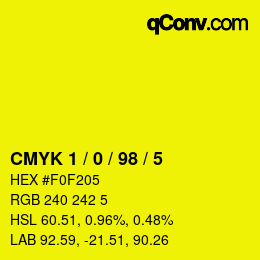 颜色代码: CMYK 1 / 0 / 98 / 5 | qconv.com
