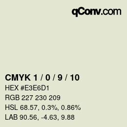 カラーコード: CMYK 1 / 0 / 9 / 10 | qconv.com