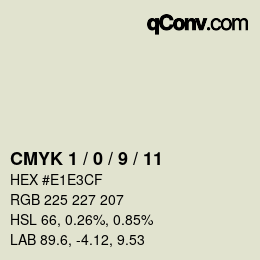 カラーコード: CMYK 1 / 0 / 9 / 11 | qconv.com