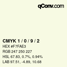 颜色代码: CMYK 1 / 0 / 9 / 2 | qconv.com