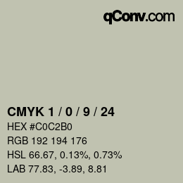 カラーコード: CMYK 1 / 0 / 9 / 24 | qconv.com