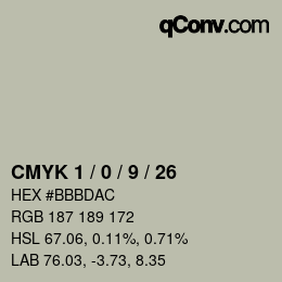 Color code: CMYK 1 / 0 / 9 / 26 | qconv.com
