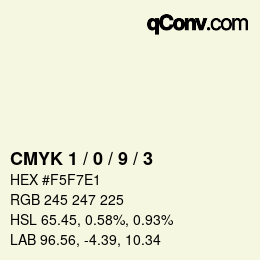 Farbcode: CMYK 1 / 0 / 9 / 3 | qconv.com