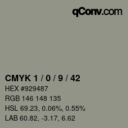 Color code: CMYK 1 / 0 / 9 / 42 | qconv.com