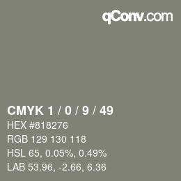 カラーコード: CMYK 1 / 0 / 9 / 49 | qconv.com