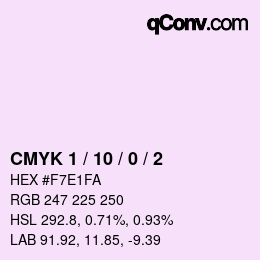 カラーコード: CMYK 1 / 10 / 0 / 2 | qconv.com