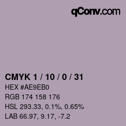 カラーコード: CMYK 1 / 10 / 0 / 31 | qconv.com