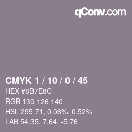 カラーコード: CMYK 1 / 10 / 0 / 45 | qconv.com