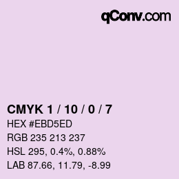 颜色代码: CMYK 1 / 10 / 0 / 7 | qconv.com