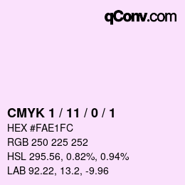颜色代码: CMYK 1 / 11 / 0 / 1 | qconv.com