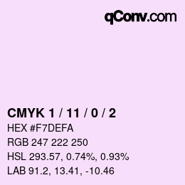 颜色代码: CMYK 1 / 11 / 0 / 2 | qconv.com