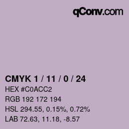 カラーコード: CMYK 1 / 11 / 0 / 24 | qconv.com